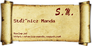 Stánicz Manda névjegykártya